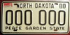 North Dakota Peace Garden State Sample License Plate