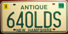New Hampshire Antique License Plate
