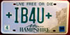 New Hampshire Vanity IB4U License Plate