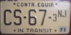 New Jersey Contr Equip License Plate
