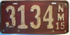 New Mexico 1915 License Plate
