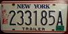 New York Trailer  License Plate