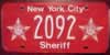New York NYC Sheriff License Plate