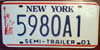 New York Semi Trailer License Plate