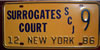 New York Surrogates Court Judge License Plate
