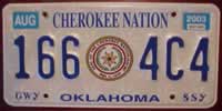 Oklahoma Cherokee Nation Indian Tribe License Plate