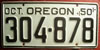 Oregon 1950 License Plate