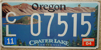 Oregon Crater Lake Park License Plate