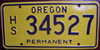 Oregon  permanent License Plate