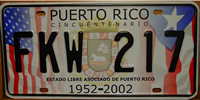 Puerto Rico 50th Anniversary License Plate