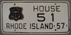 Rhode Island 1957 House License Plate
