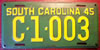 South Carolina 1945 passenger car License Plate