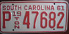 South Carolina 1961 19-Ton License Plate