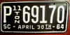 South Carolina 1964 11-Ton License Plate