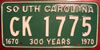 South Carolina 1970  License Plate