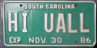 South Carolina Vanity License Plate