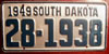 South Dakota 1949 Waffle License Plate