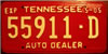 Tennessee Auto Dealer License Plate