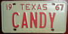 Texas 1967 Vanity License Plate