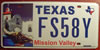 Texas Mission Valley License Plate