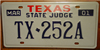Texas State Judge License Plate