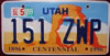 Utah Centennial License Plate