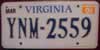 Virginia License Plate