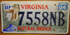 Virginia Natural Bridge License Plate