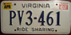 Virginia Ride Sharing License Plate