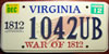 Virginia War of 1812 License Plate