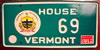 Vermont  General Assembly House of Representatives License Plate