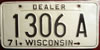 Wisconsin 1971 Dealer License Plate