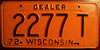 Wisconsin 1972 Dealer License Plate