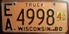 Wisconsin 1980 Truck License Plate