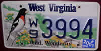 West Virginia Grosbeak License Plate
