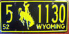 Wyoming 1952 License Plate