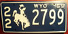 Wyoming 1969 License Plate